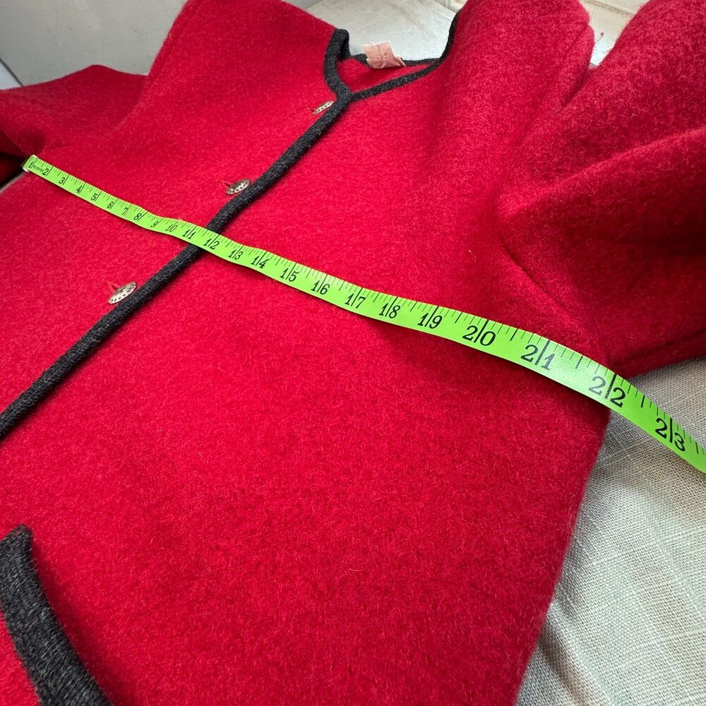 Vintage L.L. Bean Women’s M Red Boiled Wool Jacket Austria Silver Buttons Trim - Picture 4 of 11